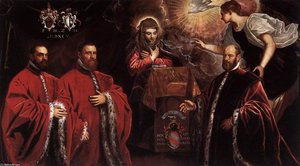 Annunciation And Three Avogadri — Domenico Robusti