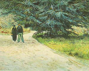 Public Garden with Couple and Blue Fir Tree The Poet's Garden III