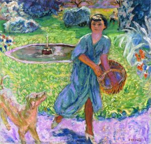 Une Fille Jouant Avec Un Chien (vivette Terrasse) — Pierre Bonnard