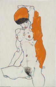 La Jeune Femme Avec Les Draperies Orange — Egon Schiele