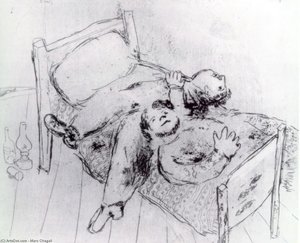 Reclinándose Sobre La Cama — Marc Chagall
