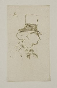 Baudelaire de profil en chapeau