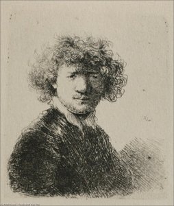 Rembrandt Avec Une Chevelure Touffue Et Un Petit Col Blanc — Rembrandt Van Rijn