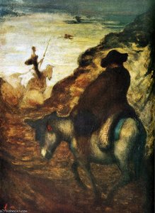Don quichotte et Sancho Pança, huile sur toile Gift quichotte and Sancho Pança, oil on fabric