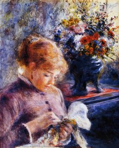 Dikiş Dikerek Uğraşan Genç Kadın — Pierre Auguste Renoir