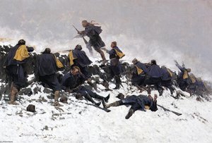 Attraverso Il Fumo Sono Sporgersi Il Coraggioso Soldato — Frederic Remington