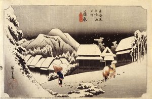Neige Nocturne À Kanbara, #16 — Utagawa Hiroshige