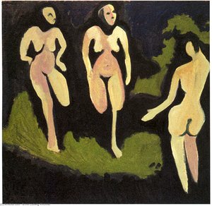 Trys Nude Moterys Žolėje — Ernstas Ludvigas Kiršianas