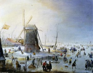Winter Landscape With A Windmill — Hendrick Avercamp