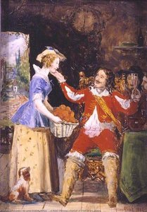 A Maid Offering A Basket Of Fruit To A Cavalier — Sir John Everett Millais