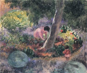A Woman And Child In The Garden — Henri Lebasque