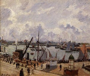 Il Porto Interno, Le Havre - Sole Mattutino, Marea Crescente — Camille Pissarro