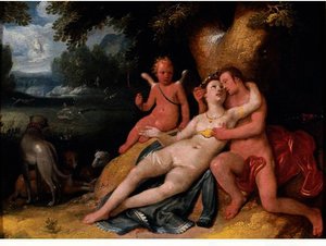 Venus And Adonis With Cupid In A Landscape — Cornelis Cornelisz Van Haarlem