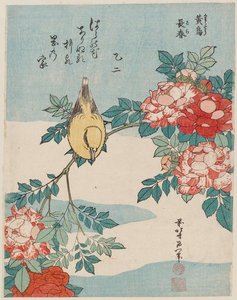 Warbler And Roses — Hokusai Katsushika
