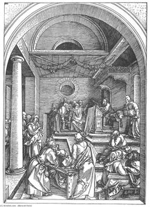 La Vida De La Virgen: 15. Cristo Entre Los Doctores En El Templo — Albrecht Dürer