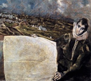 View And Plan Of Toledo (detail) — El Greco