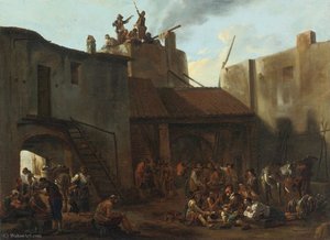 Roman Lime Kiln With Peasants Gambling — Jan Miel