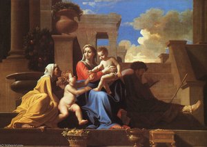 La Sagrada Familia En Las Escaleras, Lienzo, La Natividad — Nicolás Poussin