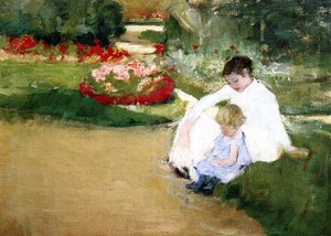 Woman And Child Seated In A Garden — Mary Stevenson Cassatt