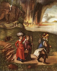 Lot Utíkající Se Se Svými D__.__ Z Sodomy — Albrecht Dürer