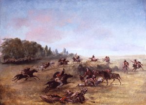 Mounted War Party Scouring A Thicket — George Catlin