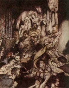 The Banquet Hall Was In A Tumult — Arthur Rackham