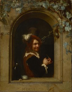 Man With Pipe At The Window — Frans Van Mieris