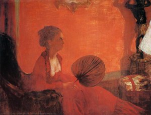 Madame Camus With A Fan — Edgar Degas