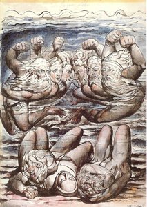 Inferno, Canto Vii, 110-127, Il Lago Stygio Con Peccatori Furiosi Combattuti — William Blake
