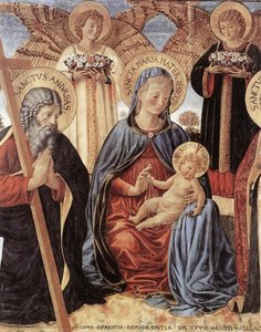 Madonna And Child Between Sts Andrew And Prosper (detail) — Benozzo Gozzoli