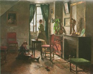 Interiør Med Figurer — Harriet Backer