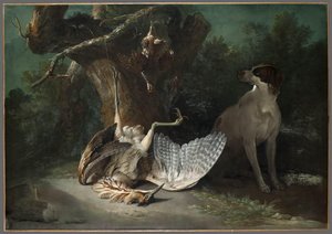 Butor And Partridges Guarded By A White Dog — Jean-baptiste Oudry