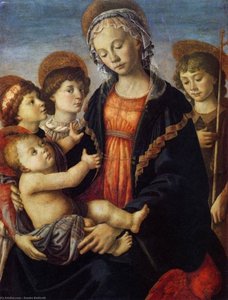 Madonna Z Dziećmi Z Dwoma Aniołami I Małym Janem Chrzcieńskim — Sandro Botticelli