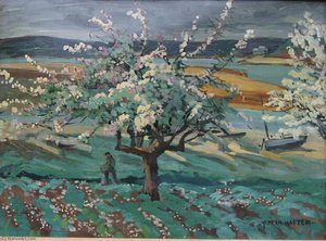 Pommiers en fleur au bord de la Rance
