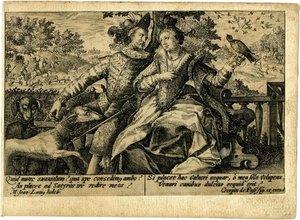Lady And Gentleman Seated In A Garden — Crispijn Van De Passe