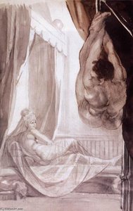 Brunhilde Observing Gunther, Whom She Has Tied To The Ceiling — Johann Heinrich Füssli