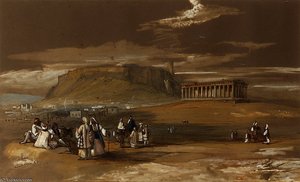View Of The Acropolis And The Temple Of Hephaistos, Athens — Edward Lear