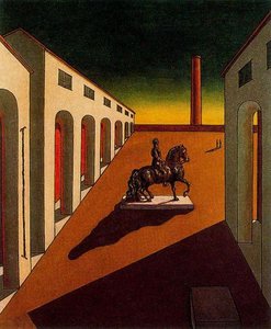Italian Plaza With Equestrian Statue — Giorgio De Chirico