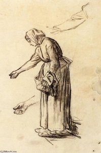 Estudio Para Una Mujer Alimentando Gallinas — Jean-françois Millet