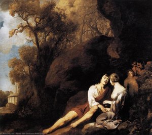 Amorous Couple In A Landscape — Pieter Van Der Faes (peter Lely)