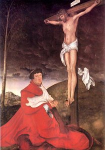 Alberto, Cardinale Elettore Di Magonza Ai Piedi Della Croce — Luca Cranach Il Vecchio