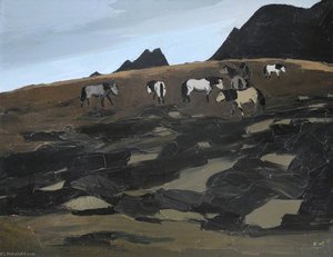 Ponies At Betws Garmon — John Kyffin Williams