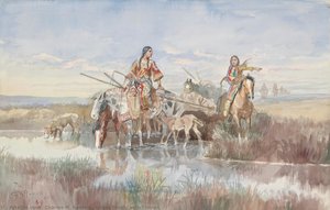 Indian Family With Travois — Charles Marion Russell