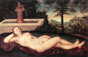 Ruhende Flussnymphe Am Brunnen — Lucas Cranach Der Ältere