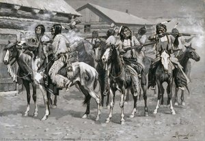 Crow Indians Firing Into The Agency — Frederik Remington