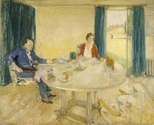 Study For 'breakfast At Chartwell Ii' (sir Winston Churchill, 1874–1965, And Clementine Ogilvy Hozier, 1885–1977, Lady Churchill, In The Dining Room At Chartwell, With Their Cat 'tango') — Sir William Nicholson