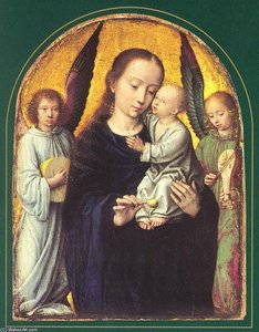 Mary And Child With Two Angels Making Music — Gerard David