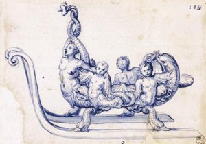 Schizzo Per Una Slitta Con Una Sirena — Giuseppe Arcimboldo