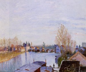 Die Loing Bei Moret, Das Wäscheboot — Alfred Sisley