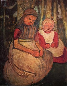 Two Girls Seated In The Birch Forest — Paula Modersohn-becker
